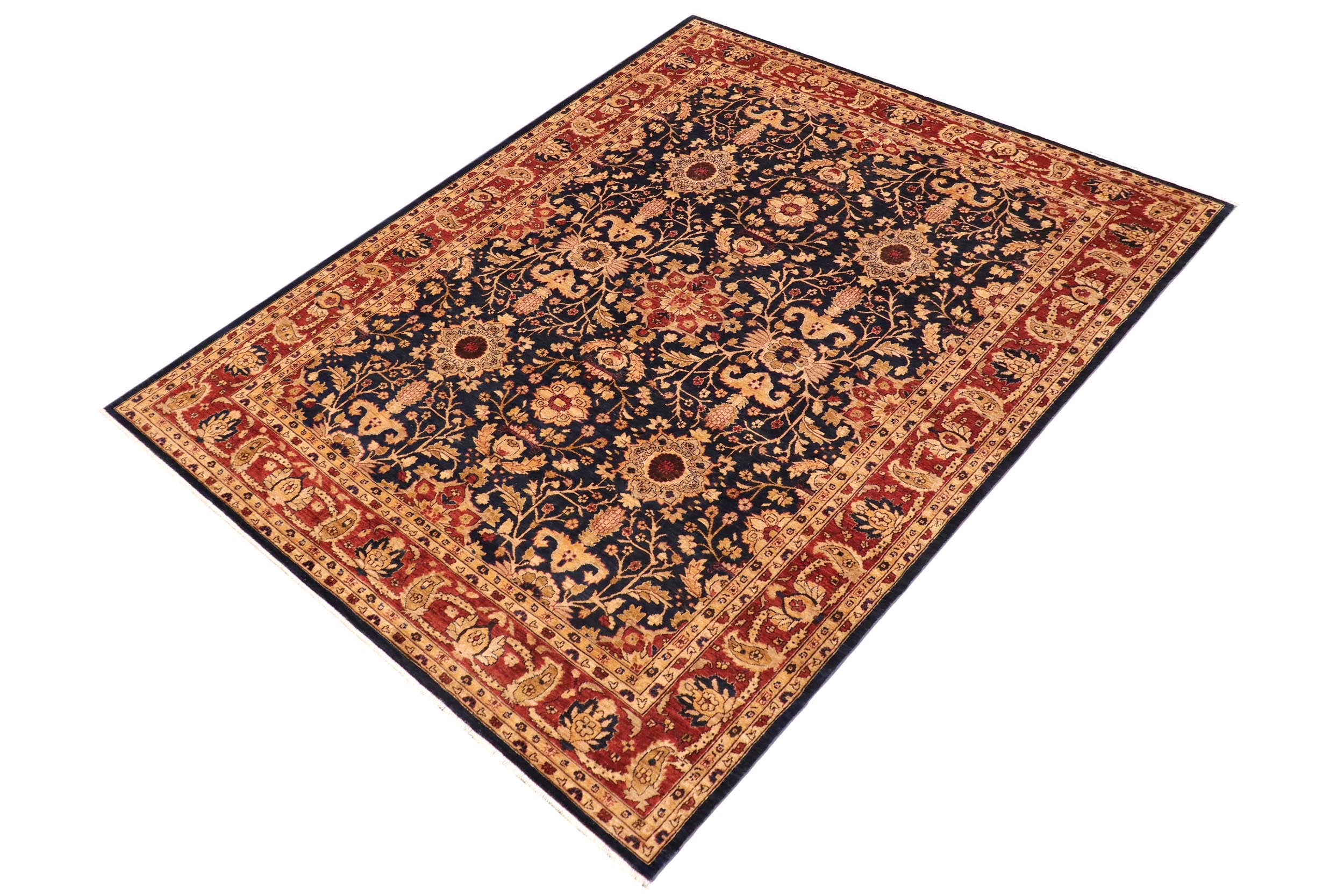 handmade Transitional Kafkaz Blue Rust Hand Knotted RECTANGLE 100% WOOL area rug 9' x 12'