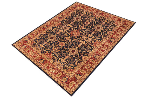 handmade Transitional Kafkaz Blue Rust Hand Knotted RECTANGLE 100% WOOL area rug 9' x 12'