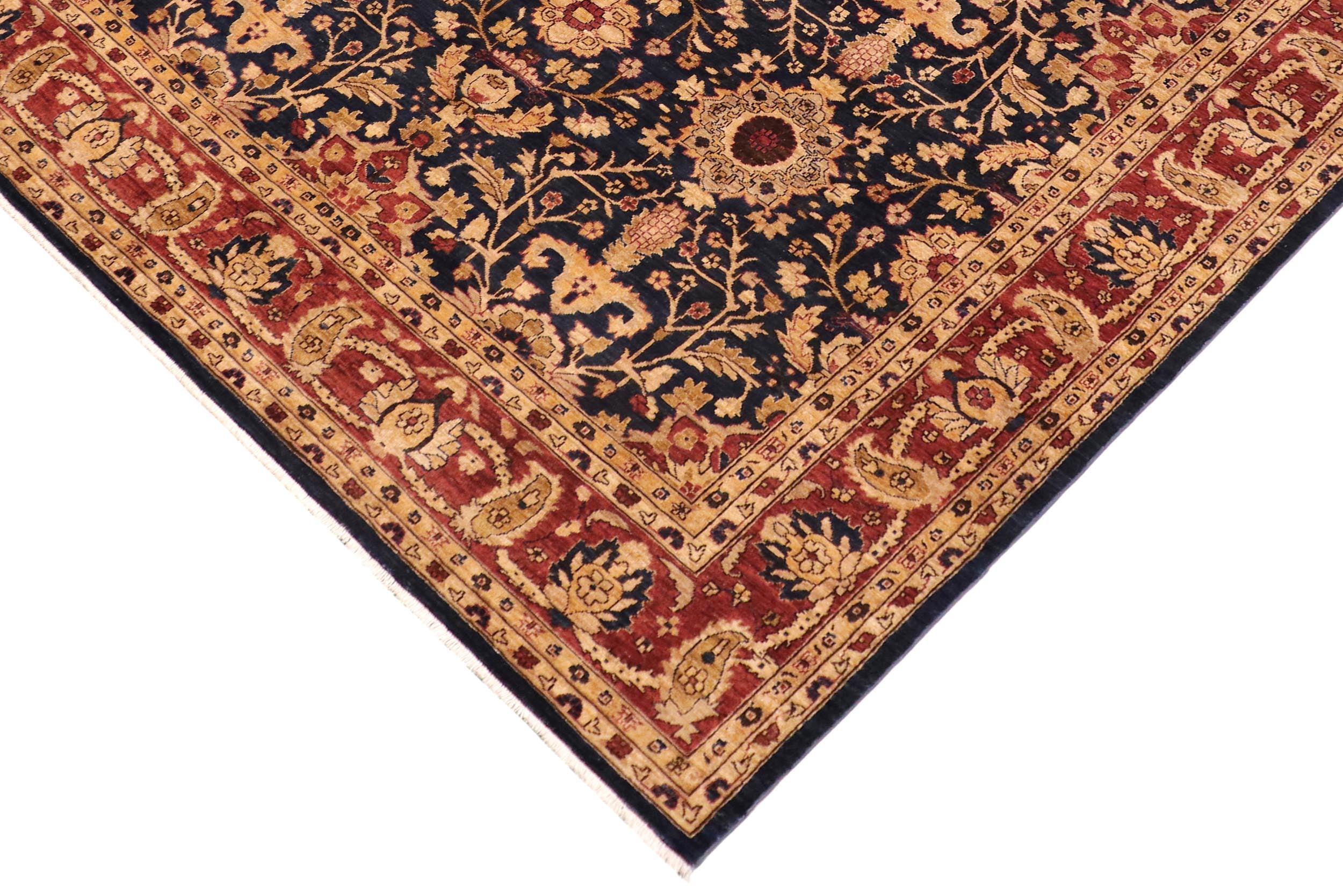 handmade Transitional Kafkaz Blue Rust Hand Knotted RECTANGLE 100% WOOL area rug 9' x 12'