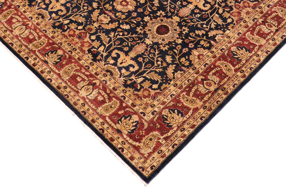handmade Transitional Kafkaz Blue Rust Hand Knotted RECTANGLE 100% WOOL area rug 9' x 12'