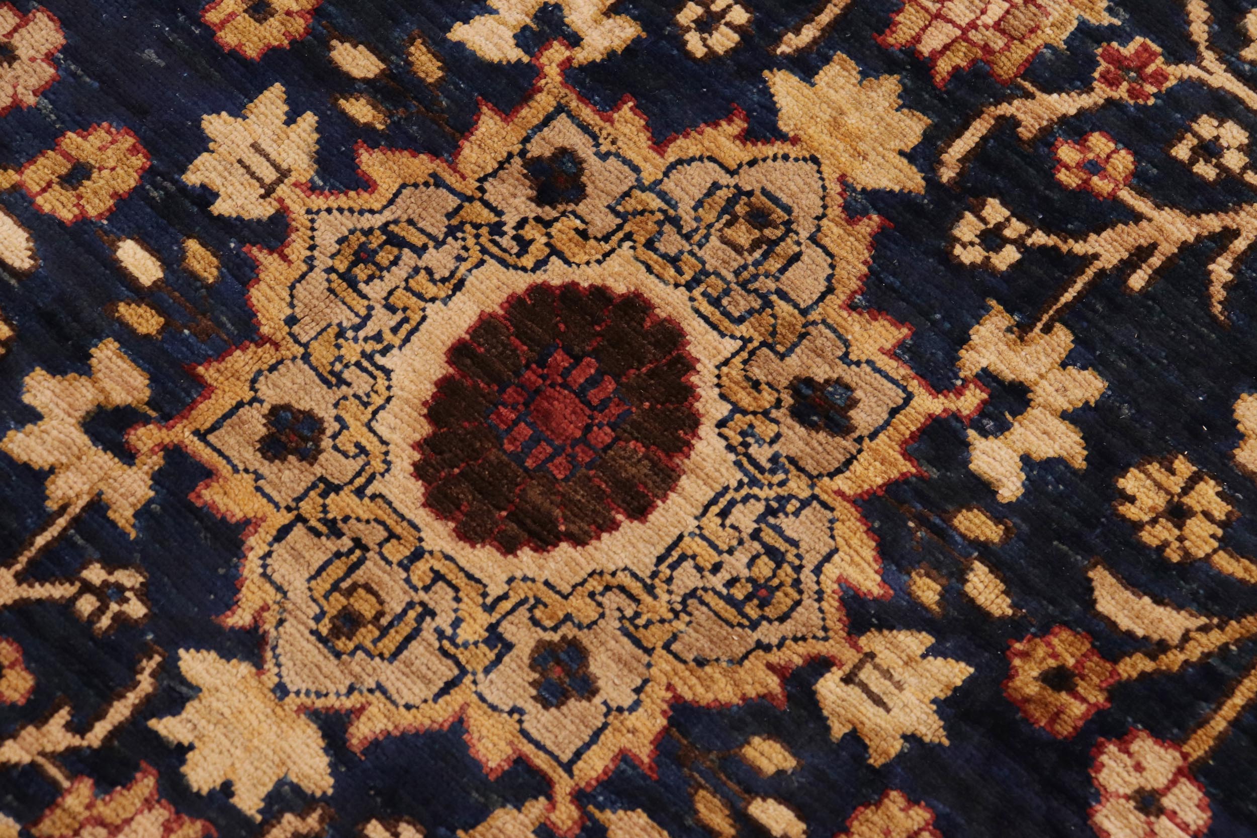 handmade Transitional Kafkaz Blue Rust Hand Knotted RECTANGLE 100% WOOL area rug 9' x 12'