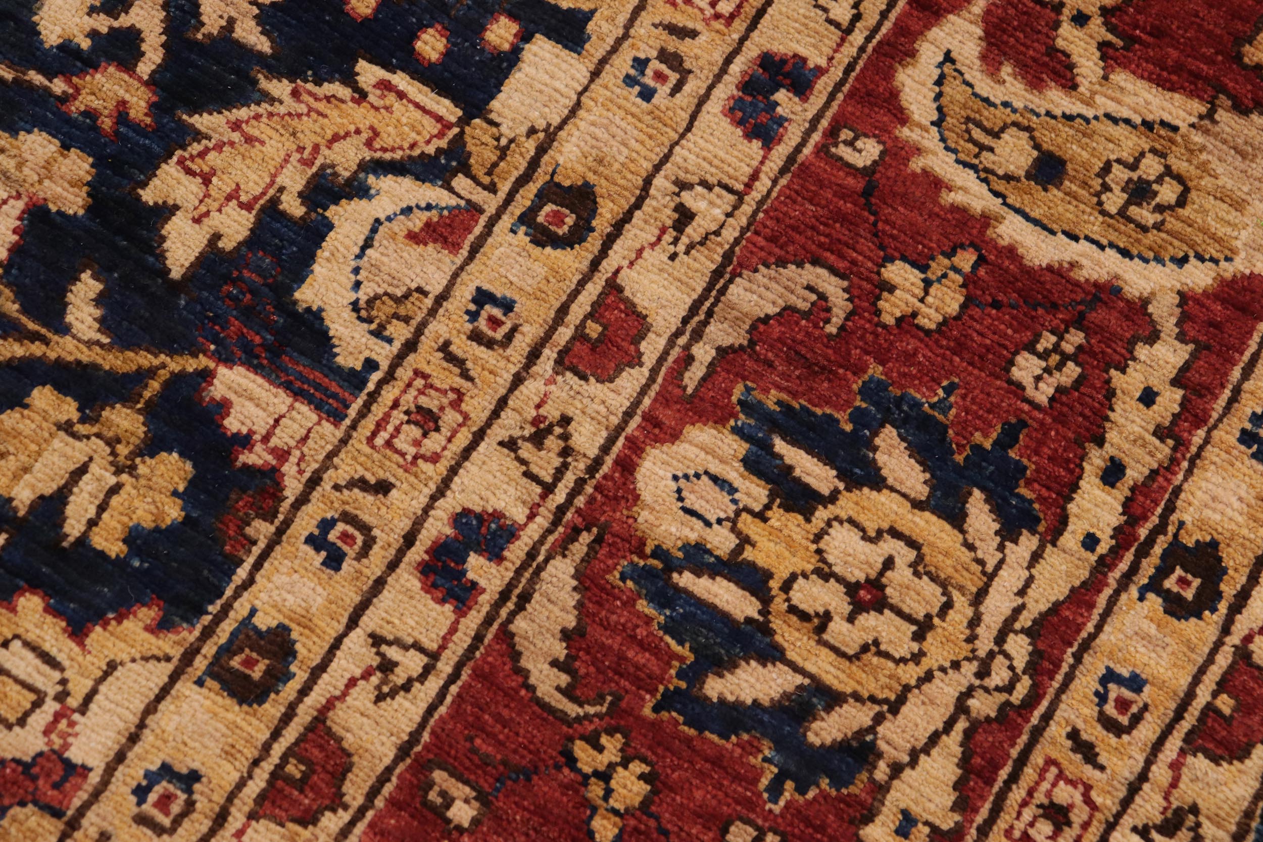 handmade Transitional Kafkaz Blue Rust Hand Knotted RECTANGLE 100% WOOL area rug 9' x 12'