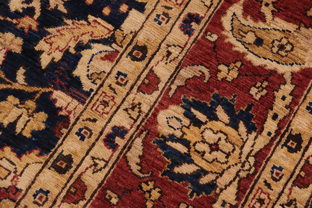 handmade Transitional Kafkaz Blue Rust Hand Knotted RECTANGLE 100% WOOL area rug 9' x 12'