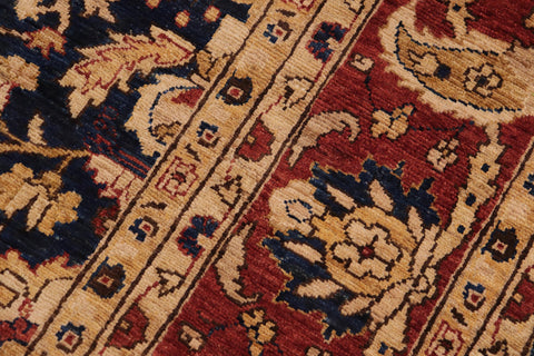 handmade Transitional Kafkaz Blue Rust Hand Knotted RECTANGLE 100% WOOL area rug 9' x 12'