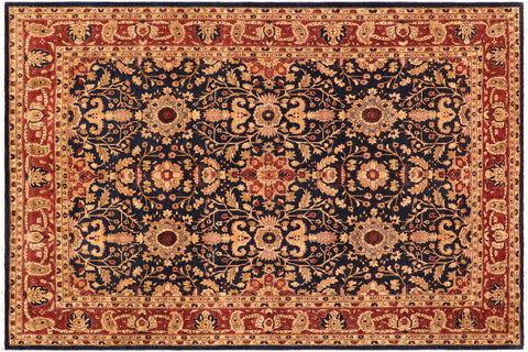 handmade Transitional Kafkaz Blue Rust Hand Knotted RECTANGLE 100% WOOL area rug 9' x 12'