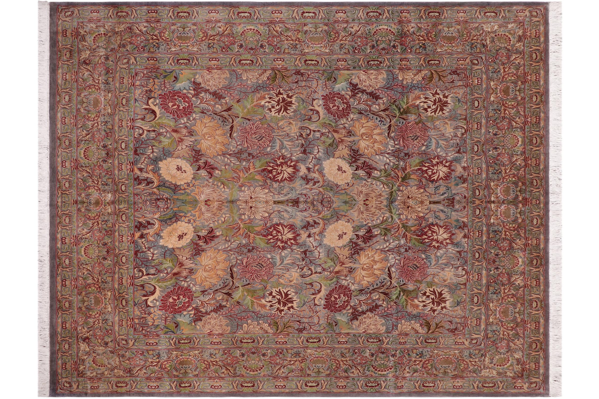 handmade Transitional William Gray Gray Hand Knotted SQUARE 100% WOOL area rug 8x8