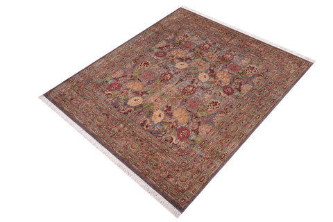 handmade Transitional William Gray Gray Hand Knotted SQUARE 100% WOOL area rug 8x8