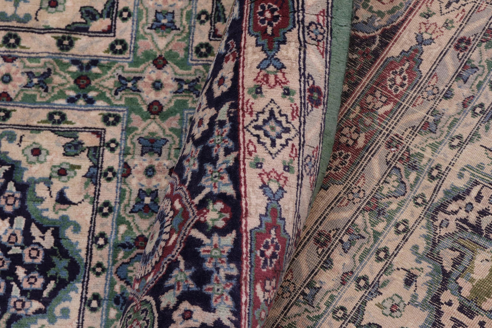 handmade Transitional Bakhtair Green Blue Hand Knotted RECTANGLE 100% WOOL area rug 8x9