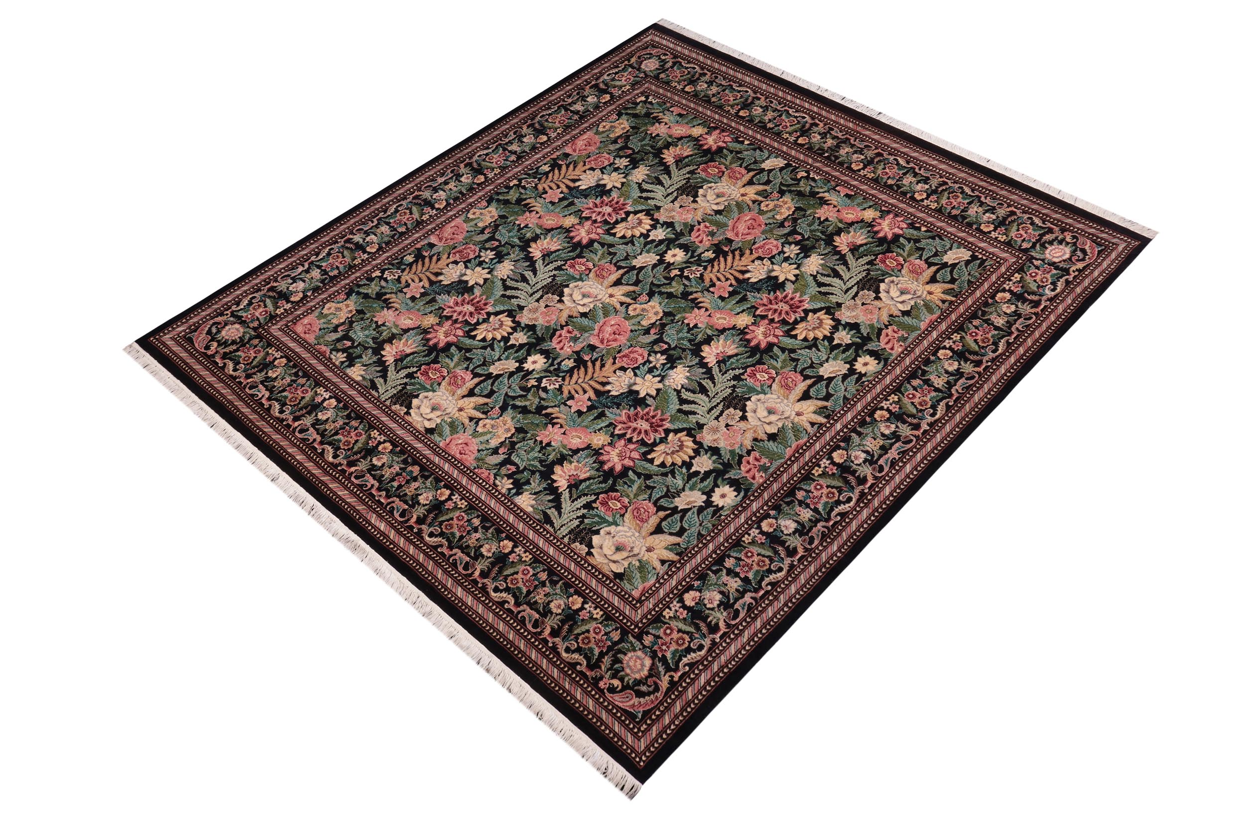 handmade Transitional Gohar Black Black Hand Knotted SQUARE 100% WOOL area rug 8x8