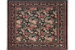 handmade Transitional Gohar Black Black Hand Knotted SQUARE 100% WOOL area rug 8x8