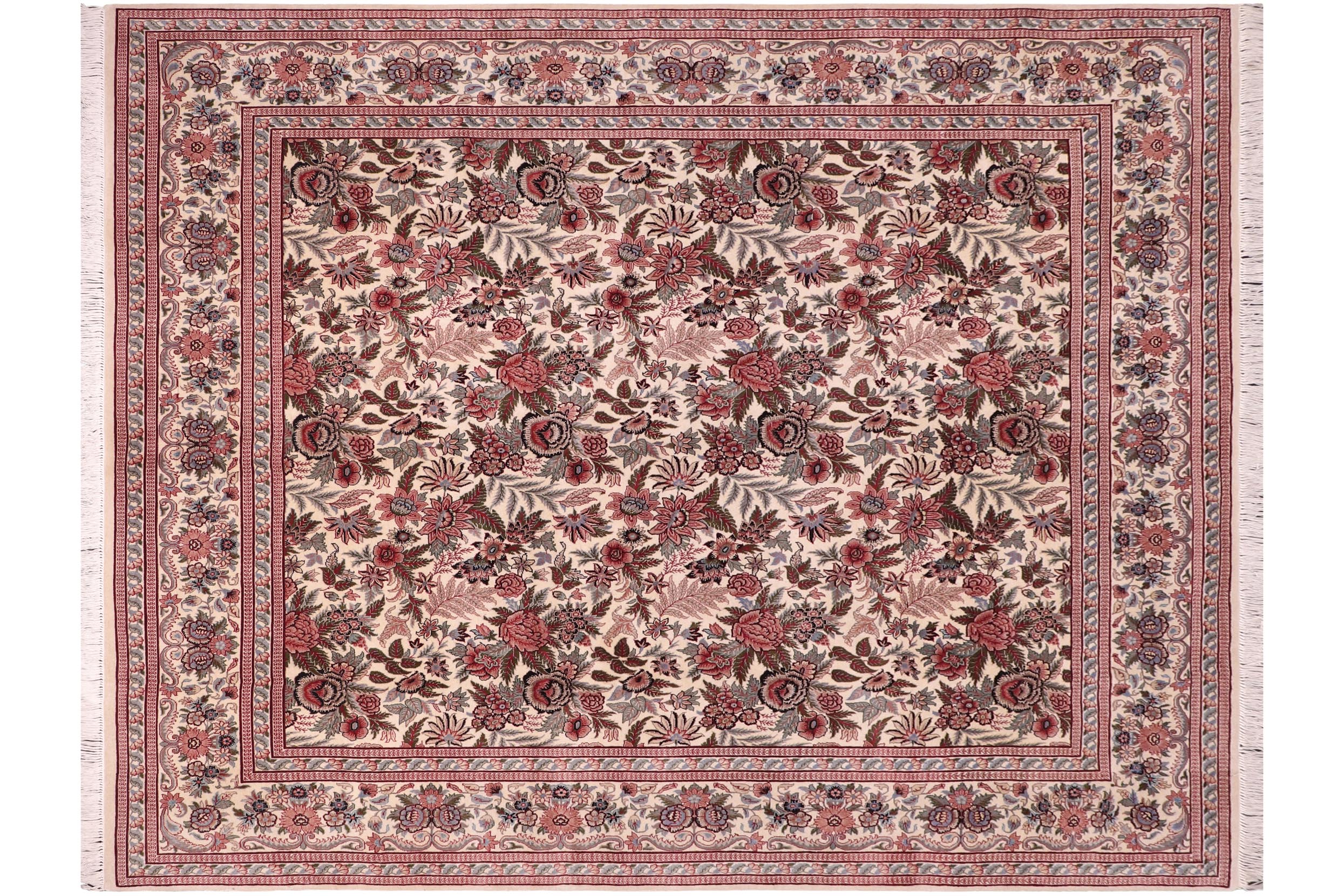 handmade Transitional Allover Ivory Ivory Hand Knotted RECTANGLE 100% WOOL area rug 8x9