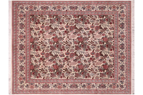 handmade Transitional Allover Ivory Ivory Hand Knotted RECTANGLE 100% WOOL area rug 8x9