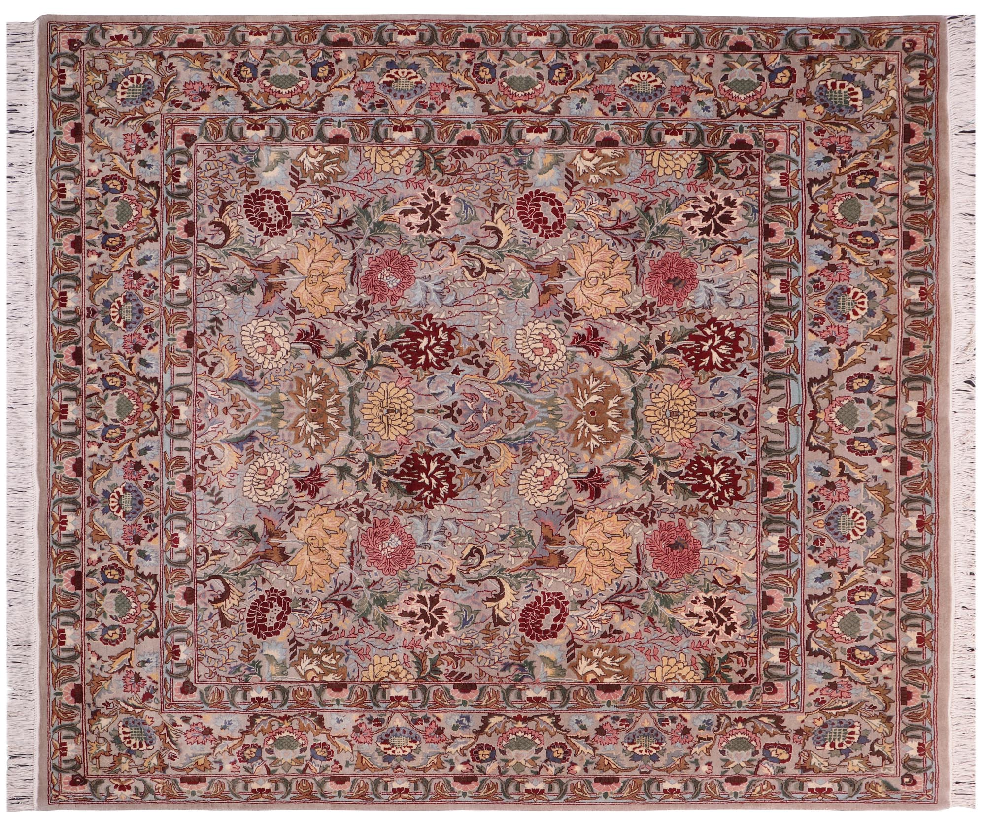 handmade Transitional Morris Gray Gray Hand Knotted SQUARE 100% WOOL area rug 6x6