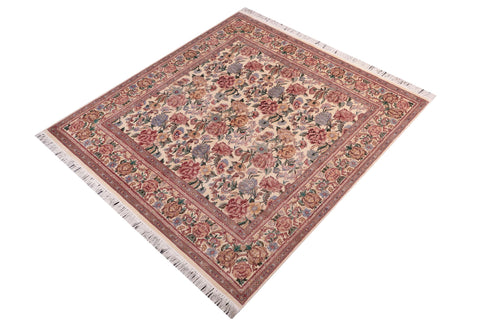 handmade Transitional Nayagra Ivory Ivory Hand Knotted SQUARE 100% WOOL area rug 6x6