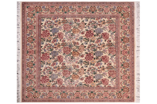 handmade Transitional Nayagra Ivory Ivory Hand Knotted SQUARE 100% WOOL area rug 6x6