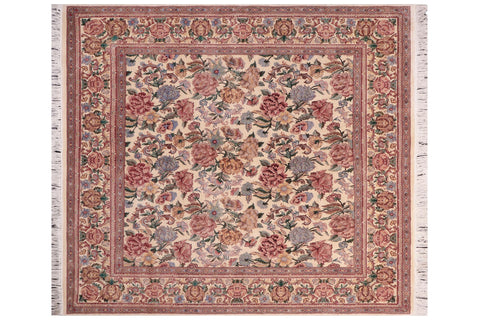 handmade Transitional Nayagra Ivory Ivory Hand Knotted SQUARE 100% WOOL area rug 6x6