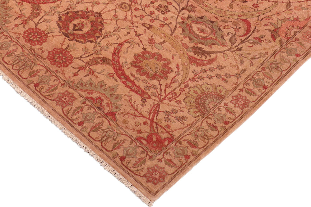 handmade Traditional  Tan Red Hand Knotted RECTANGLE 100% WOOL area rug 7' x 10'