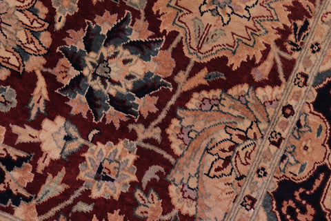 handmade Traditional Lahore Aubergine Blue Hand Knotted RECTANGLE 100% WOOL area rug 6x9