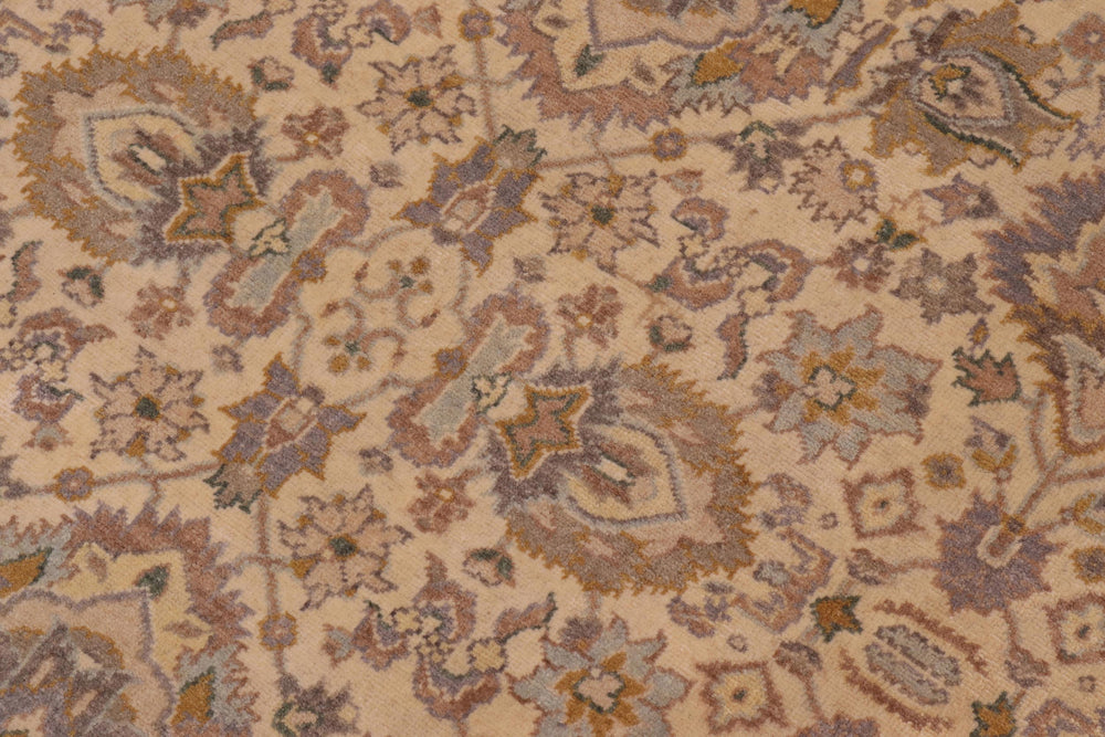 handmade Transitional Lahore Ivory Lt. Brown Hand Knotted RECTANGLE 100% WOOL area rug 6' x 12'