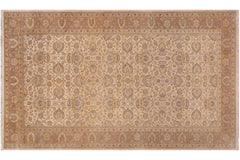 handmade Transitional Lahore Ivory Lt. Brown Hand Knotted RECTANGLE 100% WOOL area rug 6' x 12'