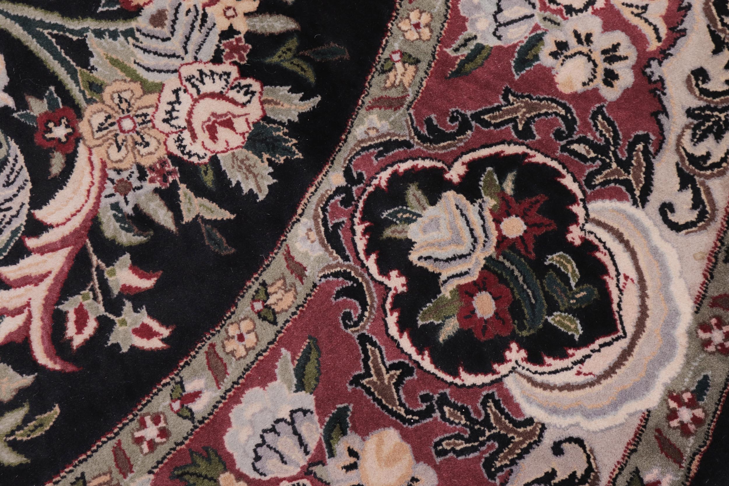 handmade Traditional Anarlaki Black Pink Hand Knotted ROUND 100% WOOL area rug 6'x6'