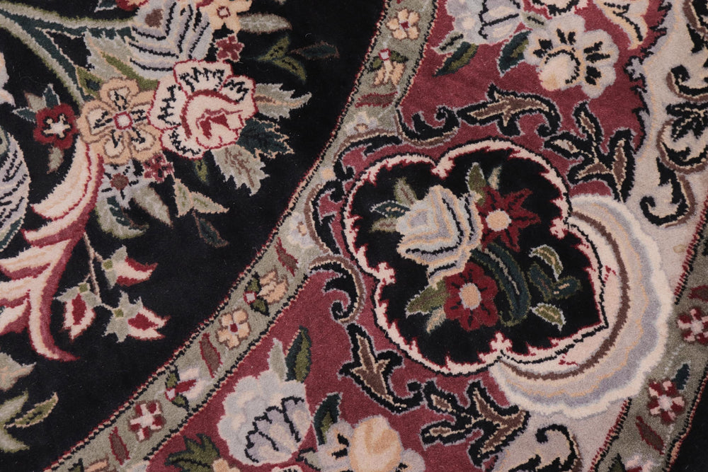 handmade Traditional Anarlaki Black Pink Hand Knotted ROUND 100% WOOL area rug 6'x6'