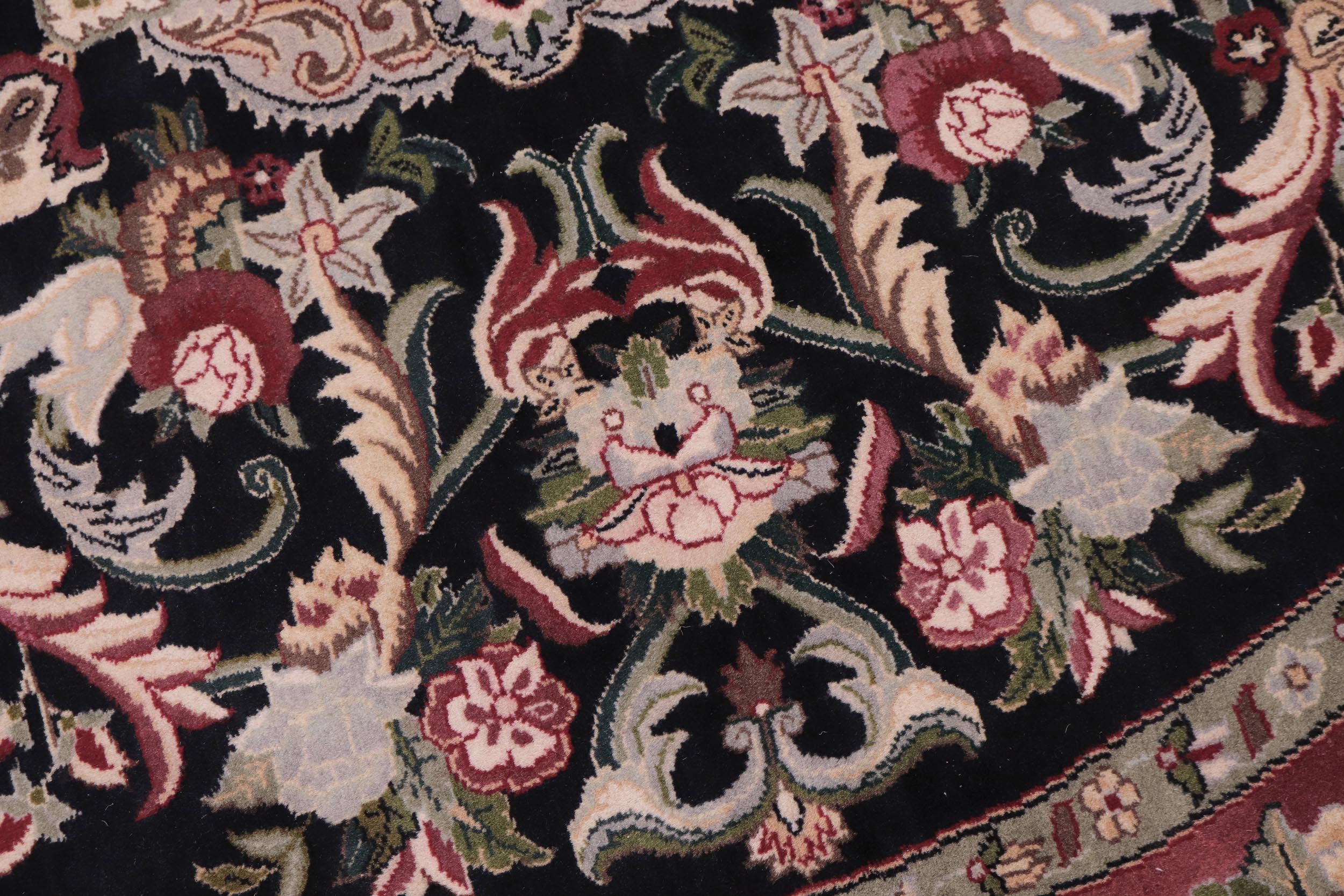 handmade Traditional Anarlaki Black Pink Hand Knotted ROUND 100% WOOL area rug 6'x6'