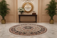 handmade Traditional Anarlaki Lt. Gray Black Hand Knotted ROUND 100% WOOL area rug 6'x6'