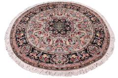 handmade Traditional Anarlaki Lt. Gray Black Hand Knotted ROUND 100% WOOL area rug 6'x6'
