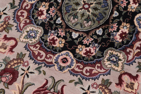handmade Traditional Anarlaki Lt. Gray Black Hand Knotted ROUND 100% WOOL area rug 6'x6'