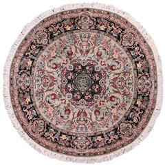 handmade Traditional Anarlaki Lt. Gray Black Hand Knotted ROUND 100% WOOL area rug 6'x6'