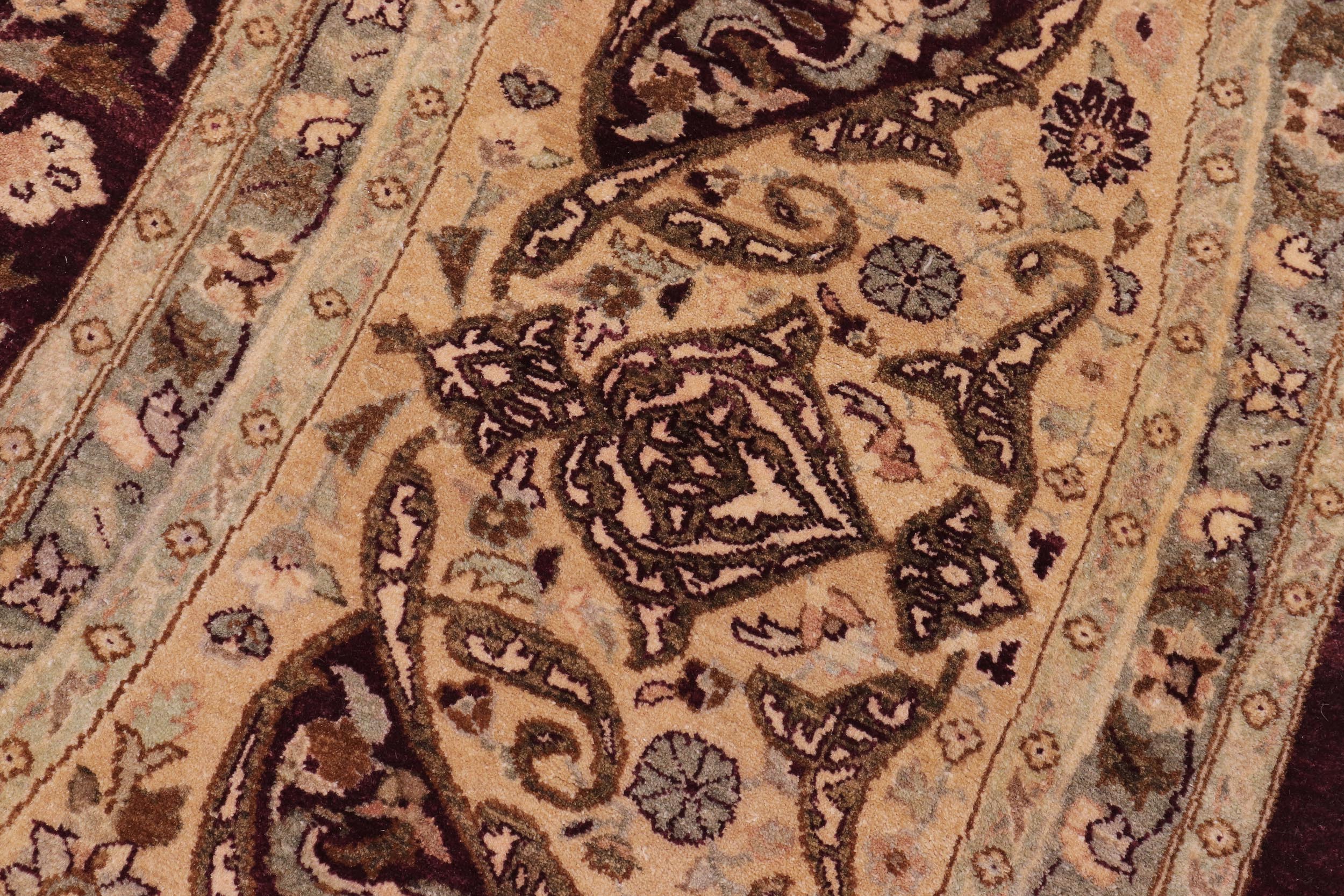 handmade Traditional Round Agra Tabriz Red Tan Hand Knotted ROUND 100% WOOL area rug 10' x 10'