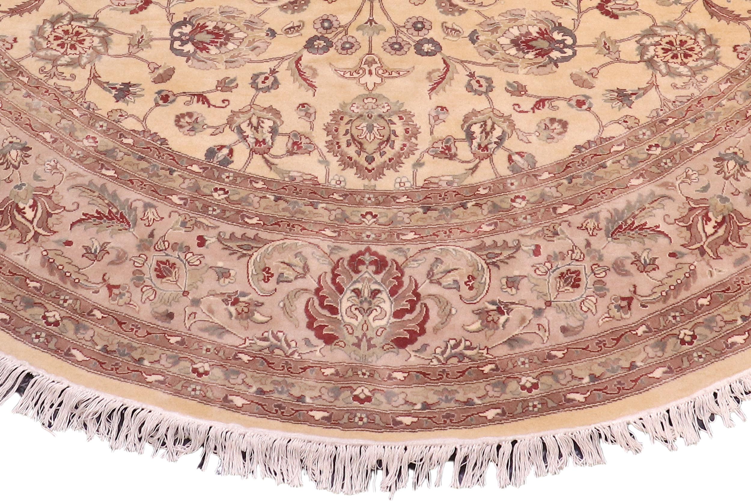 handmade Traditional Kashan Beige Tan Hand Knotted ROUND 100% WOOL area rug 10' x 10'