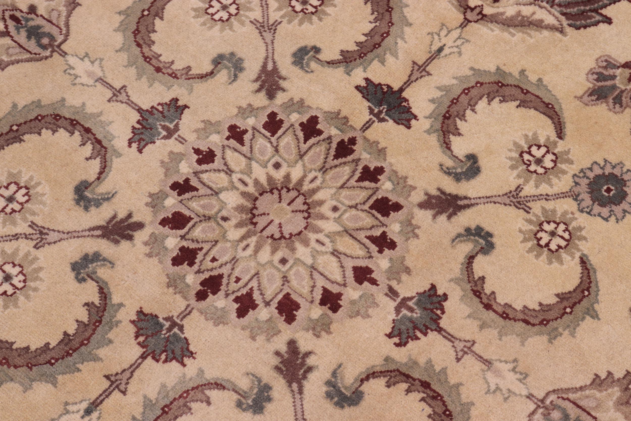 handmade Traditional Kashan Beige Tan Hand Knotted ROUND 100% WOOL area rug 10' x 10'