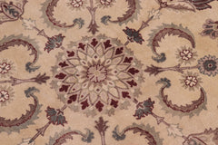 handmade Traditional Kashan Beige Tan Hand Knotted ROUND 100% WOOL area rug 10'x10'