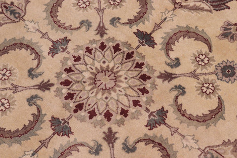 handmade Traditional Kashan Beige Tan Hand Knotted ROUND 100% WOOL area rug 10' x 10'