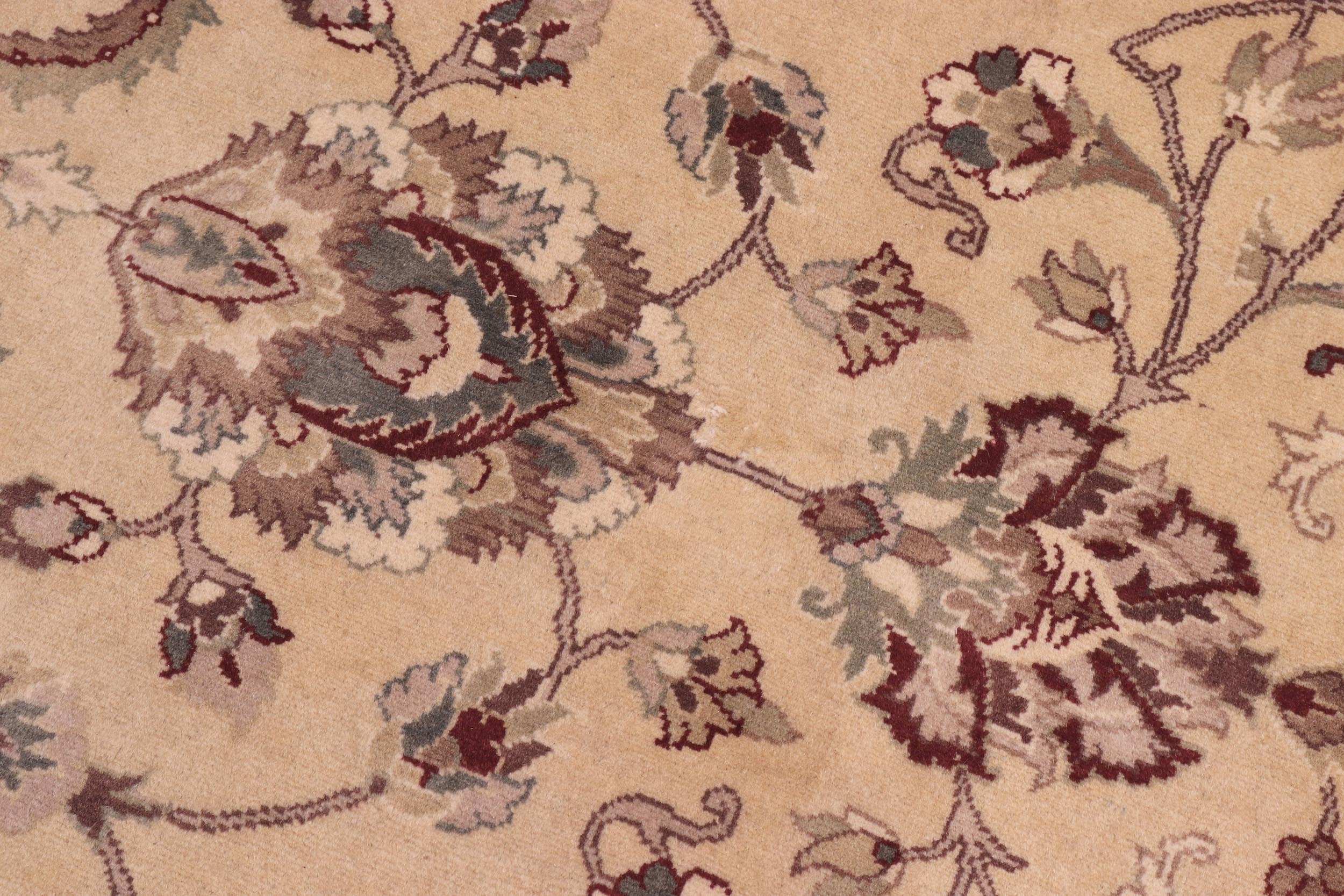 handmade Traditional Kashan Beige Tan Hand Knotted ROUND 100% WOOL area rug 10' x 10'