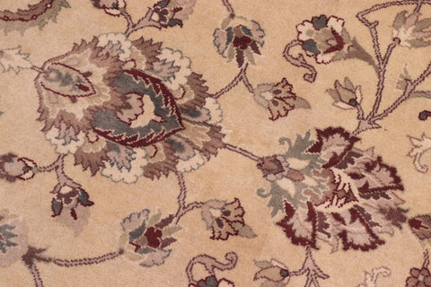 handmade Traditional Kashan Beige Tan Hand Knotted ROUND 100% WOOL area rug 10' x 10'