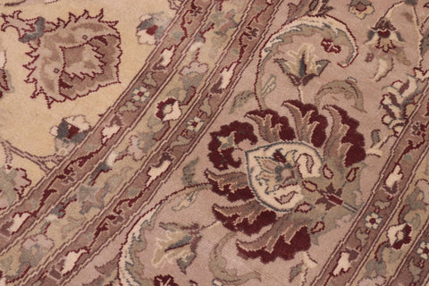 handmade Traditional Kashan Beige Tan Hand Knotted ROUND 100% WOOL area rug 10' x 10'