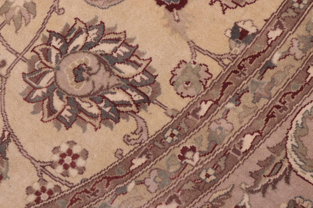 handmade Traditional Kashan Beige Tan Hand Knotted ROUND 100% WOOL area rug 10'x10'