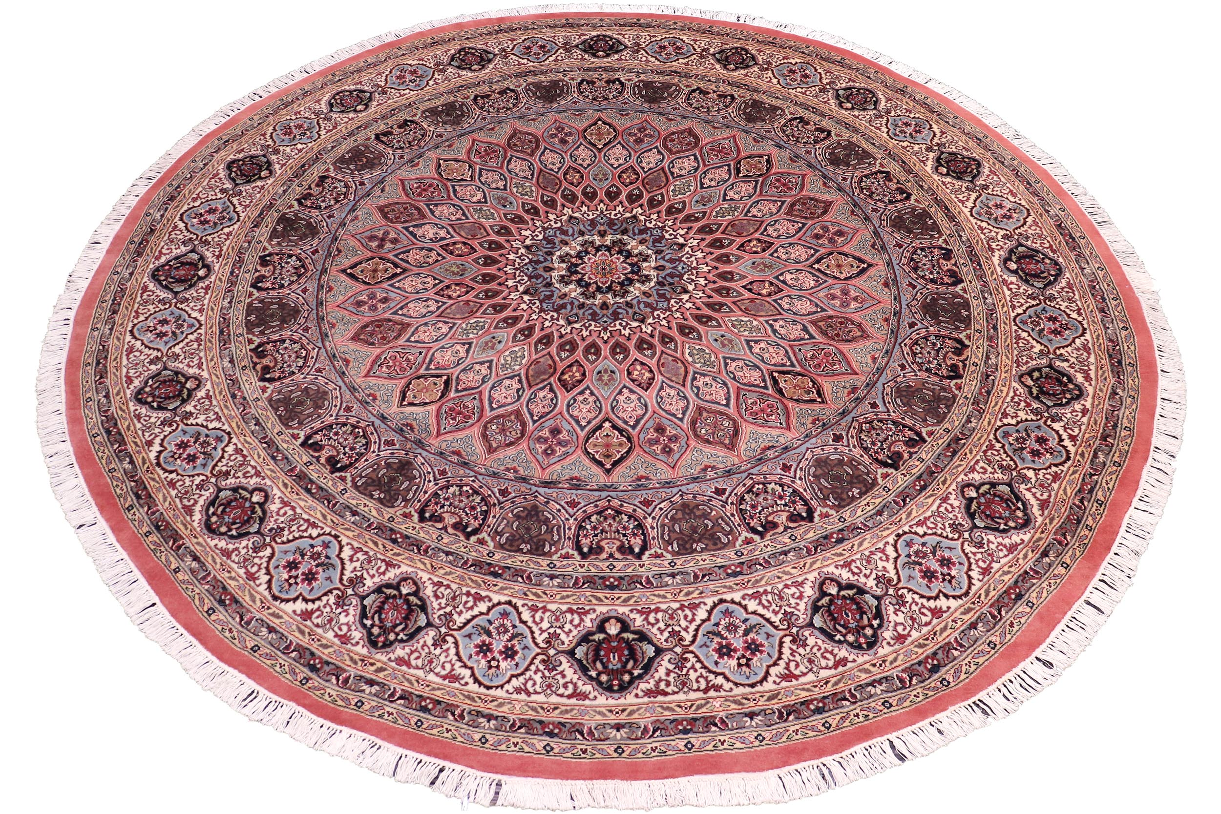 handmade Traditional Bakhtair Pink Beige Hand Knotted ROUND 100% WOOL area rug 10'x10'