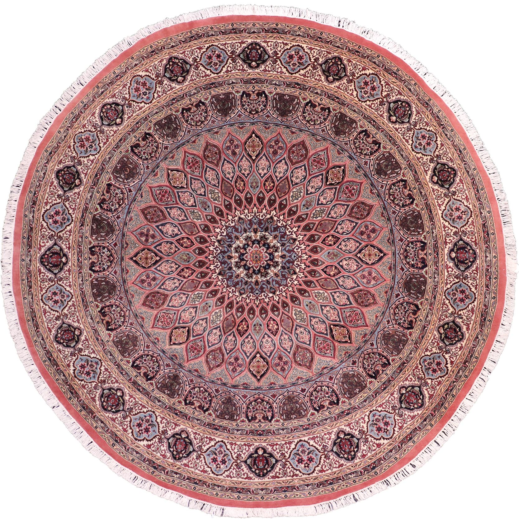 handmade Traditional Bakhtair Pink Beige Hand Knotted ROUND 100% WOOL area rug 10'x10'