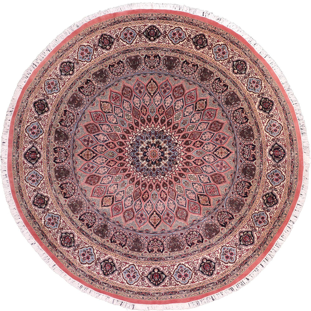 handmade Traditional Bakhtair Pink Beige Hand Knotted ROUND 100% WOOL area rug 10'x10'