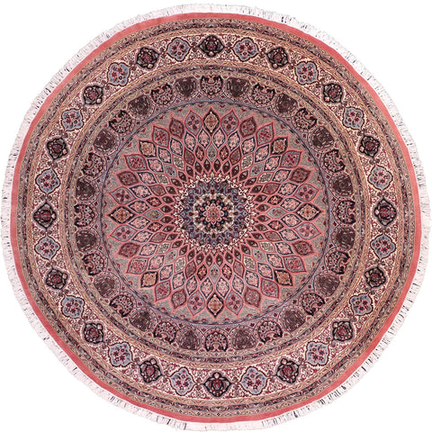 handmade Traditional Bakhtair Pink Beige Hand Knotted ROUND 100% WOOL area rug 10'x10'