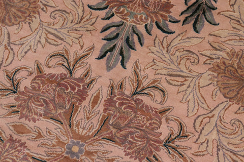 handmade Traditional Tulip Tan Green Hand Knotted ROUND 100% WOOL area rug 8' x 8'