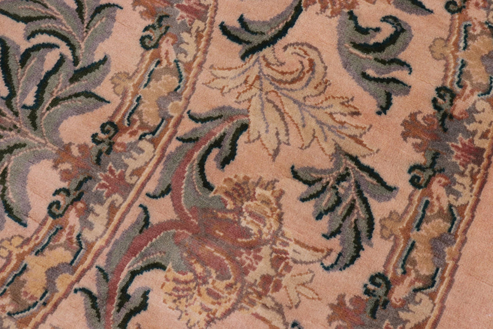 handmade Traditional Tulip Tan Green Hand Knotted ROUND 100% WOOL area rug 8'x8'