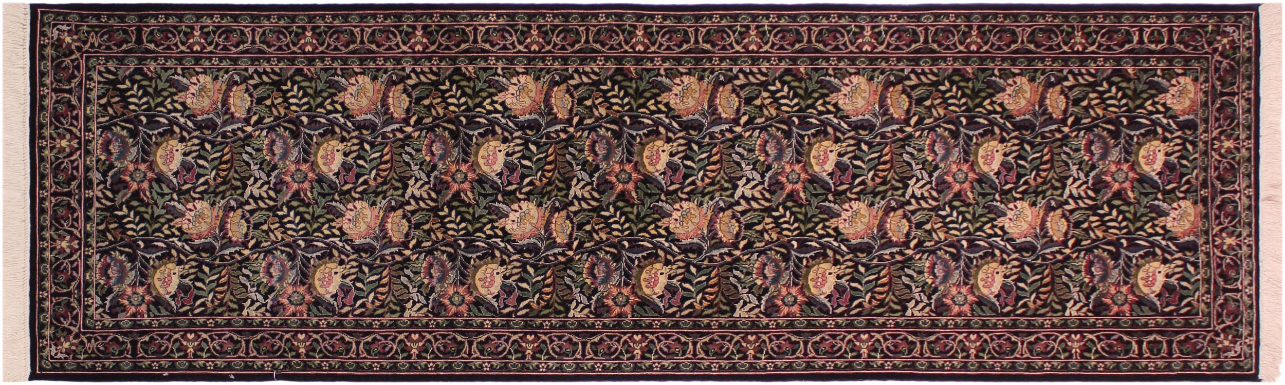 handmade Traditional Nagi Black Gold Hand Knotted RUNNER 100% WOOL area rug 3' x 8'