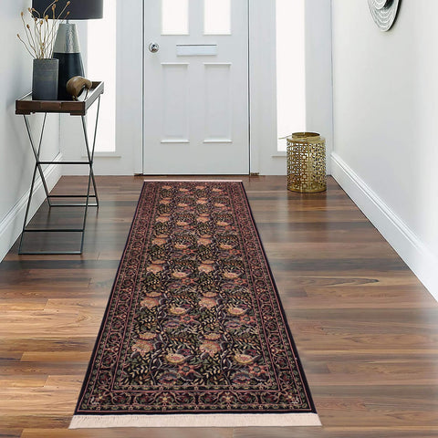 handmade Traditional Nagi Black Gold Hand Knotted RUNNER 100% WOOL area rug 3' x 8'