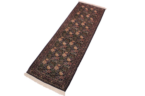 handmade Traditional Nagi Black Gold Hand Knotted RUNNER 100% WOOL area rug 3' x 8'