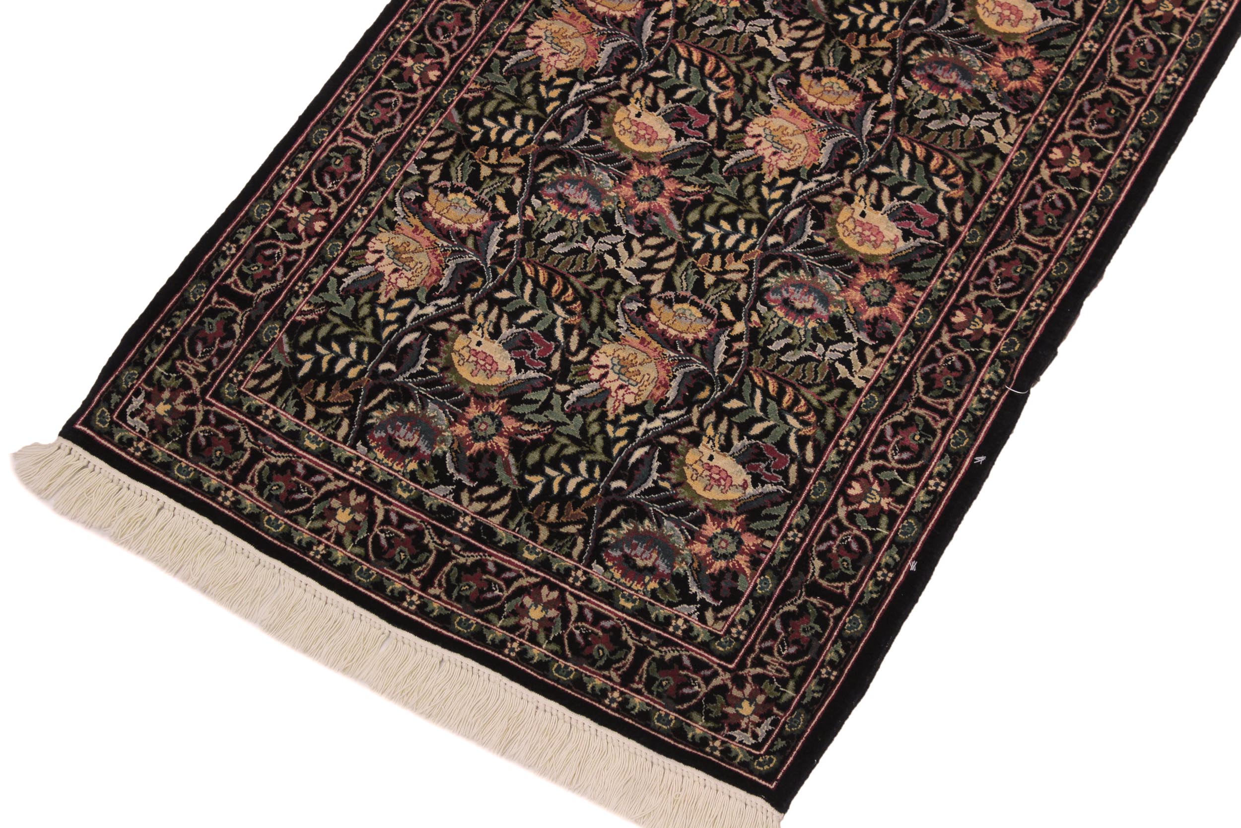 handmade Traditional Nagi Black Gold Hand Knotted RUNNER 100% WOOL area rug 3' x 8'